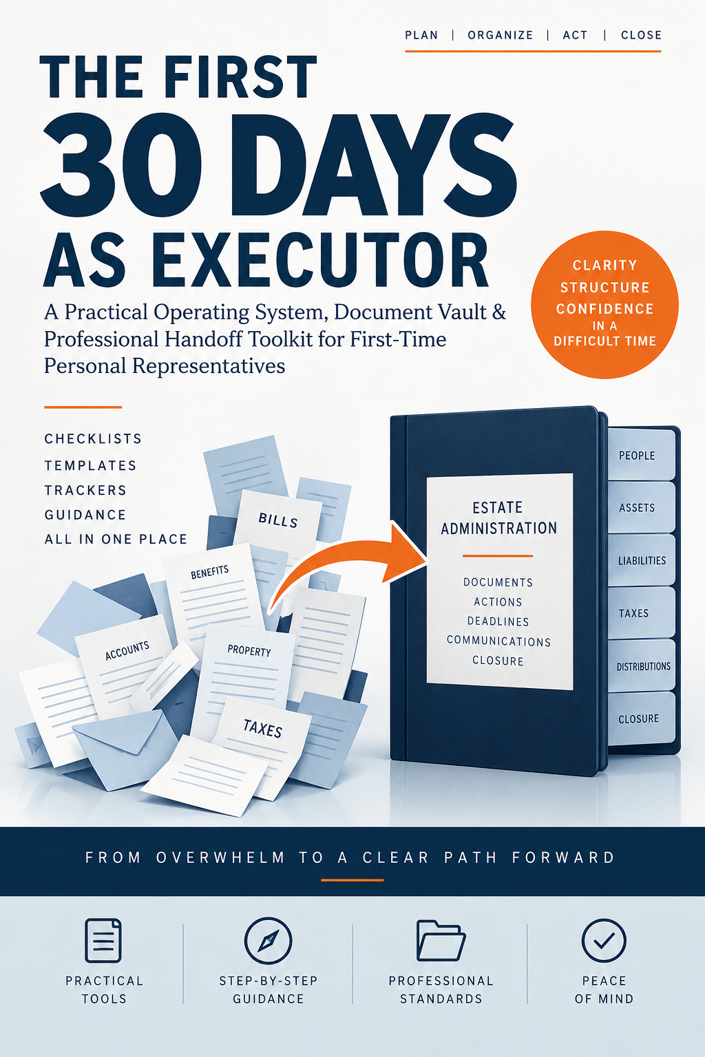 Illustrated cover of The First 30 Days as Executor